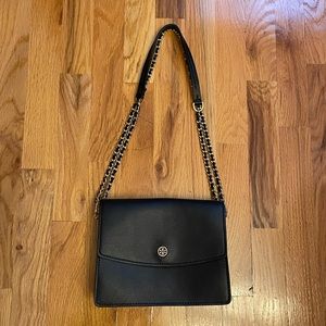 Tory Burch Robinson Convertible Crossbody Chain Shoulder Bag Black